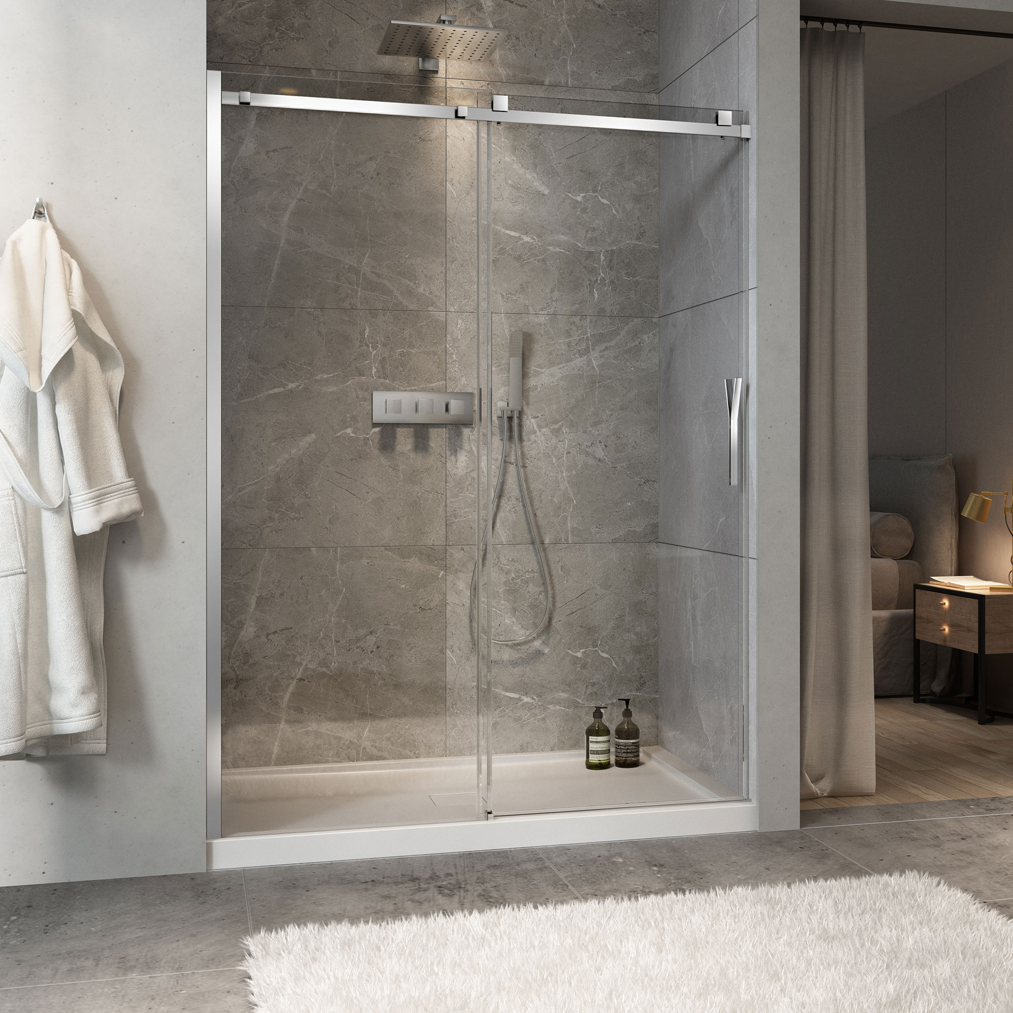 BERNARDO　50613 Bellini 2.0 shower door, 60'' Alcove, bypass-double sliding door